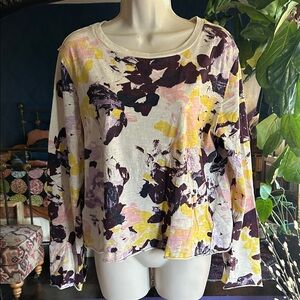 Anthropologie long sleeved boxy floral top.M